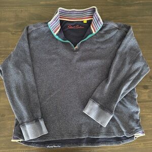 Robert Graham Men’s 2XL XXL Blue Quarter Zip Sweater Classic Fit 100% Cotton